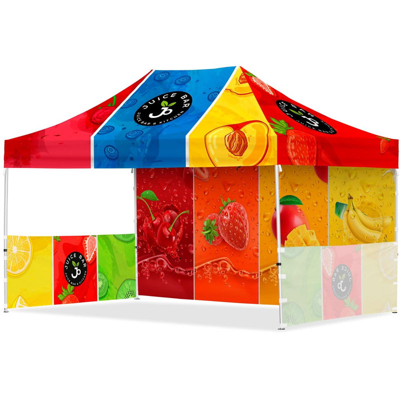 Coated Steel Sublimated Gazebo 4.5m x 3m - 1 Long Full-Wall Skin - 2 Short Ha...