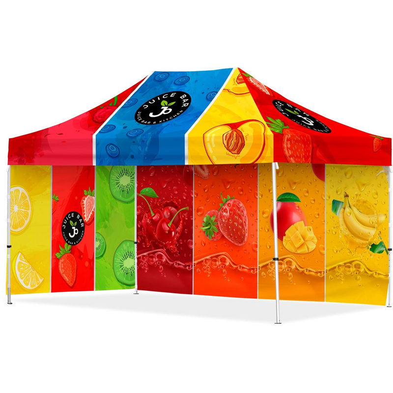 Coated Steel Sublimated Gazebo 4.5m x 3m - 1 Long Full-Wall Skin - 1 Short Fu...